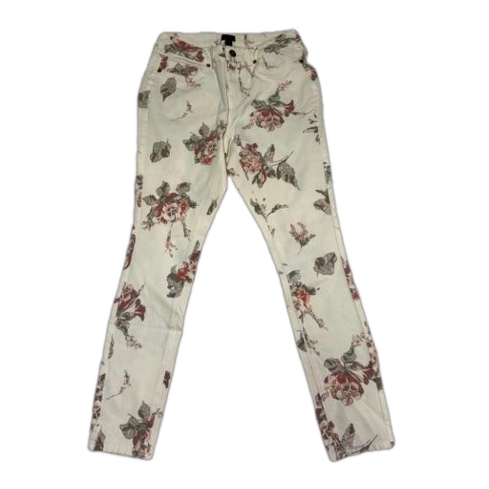 G.I.L.I. Ankle Jeggings Cream Denim Floral Size 2 Dual Stretch Jeans 27" inseam - Picture 3 of 17